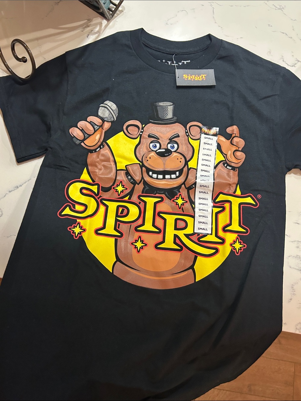 Spirit Black Tee with Freddy Fasbear FNAF Graphic